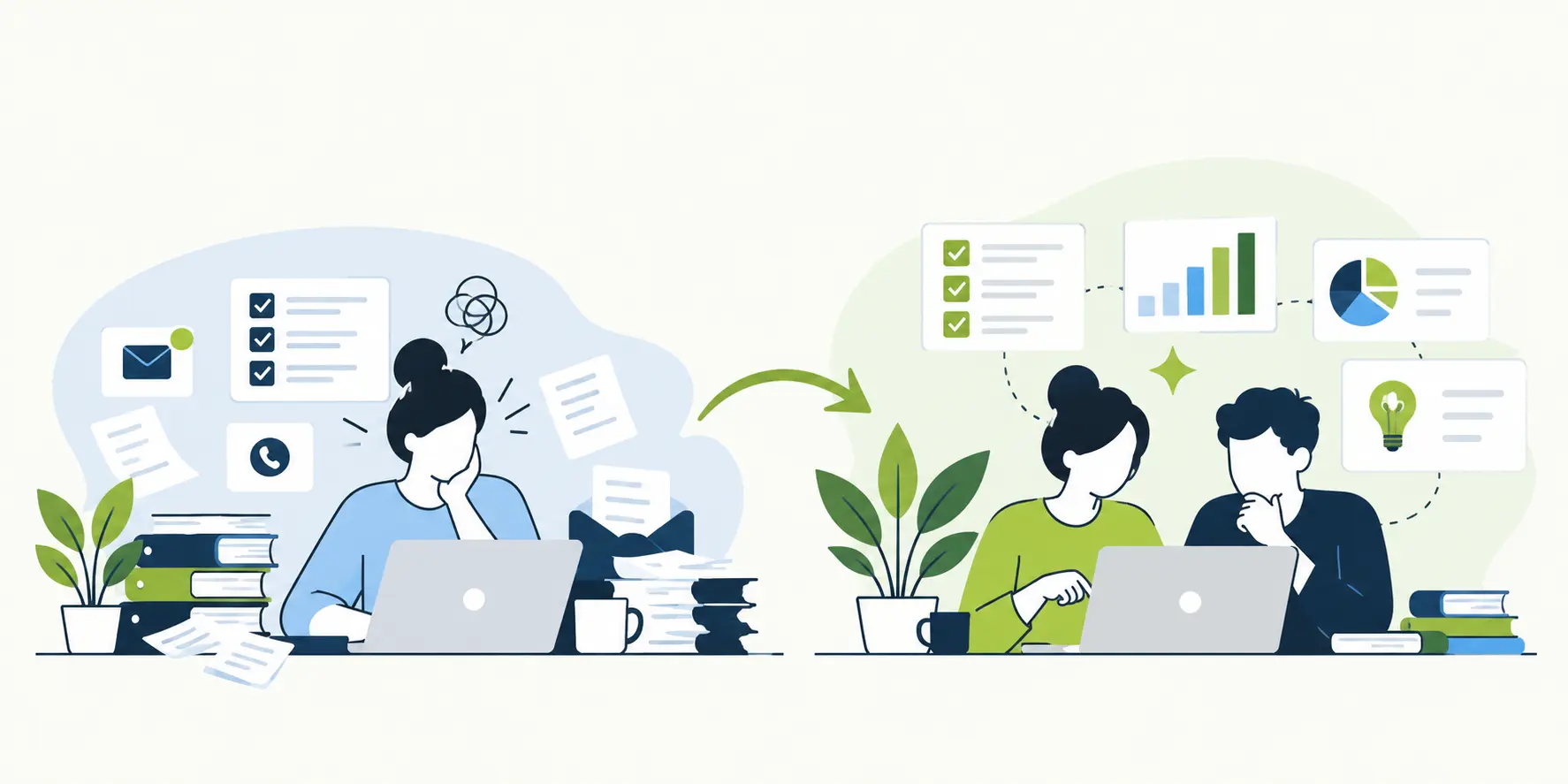 Overwhelmed business owner becoming supported by a capable offshore team